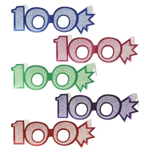 100 Glittered Foil Eyeglasses: Assorted Color Party Accessories (Box of 25)