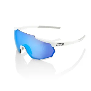 100 Percent Racetrap Sunglasses Matte White/HiPER Blue Lens