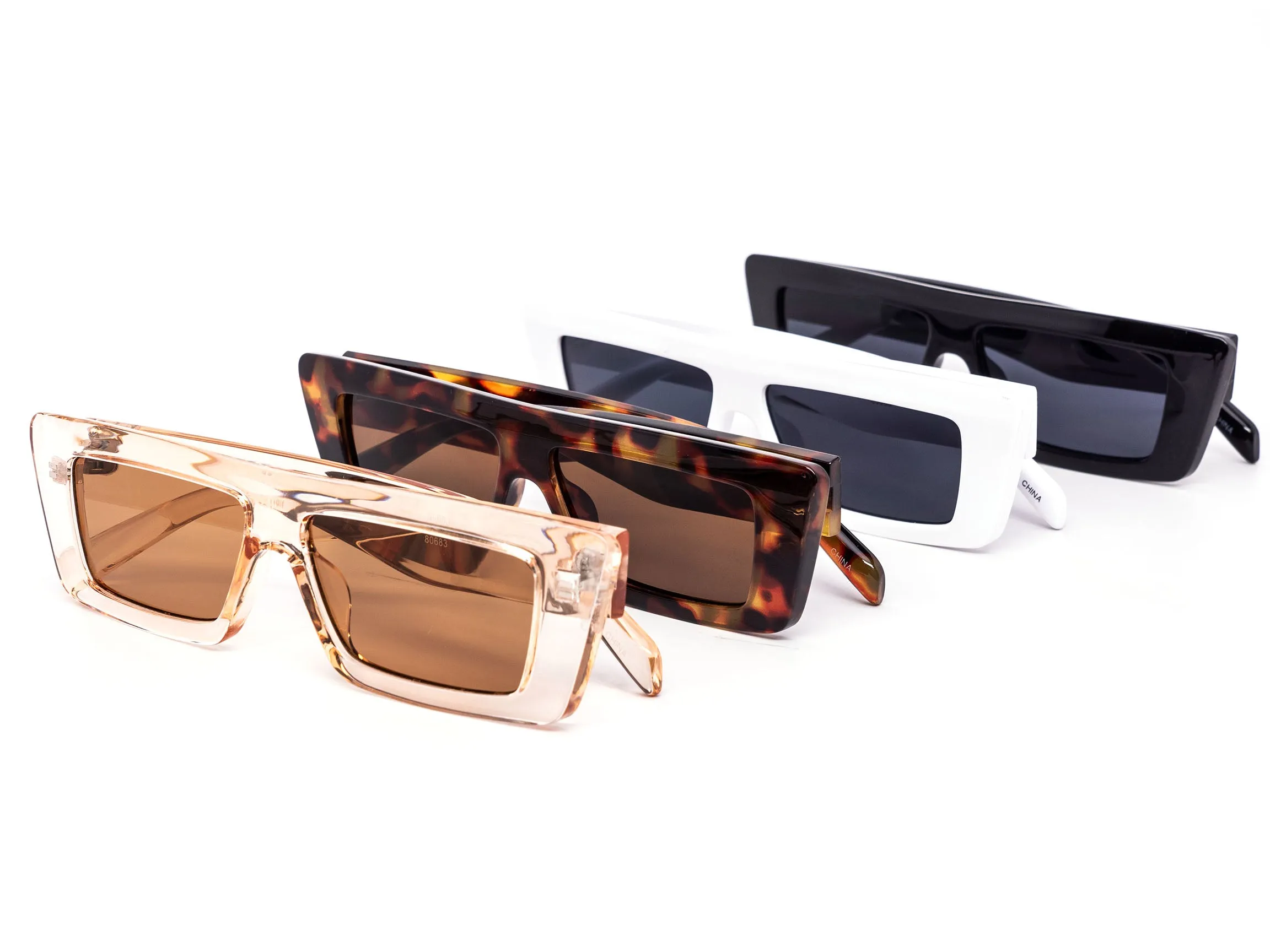 12 Pack: Flat-top Simple Walter Chunky Wholesale Sunglasses