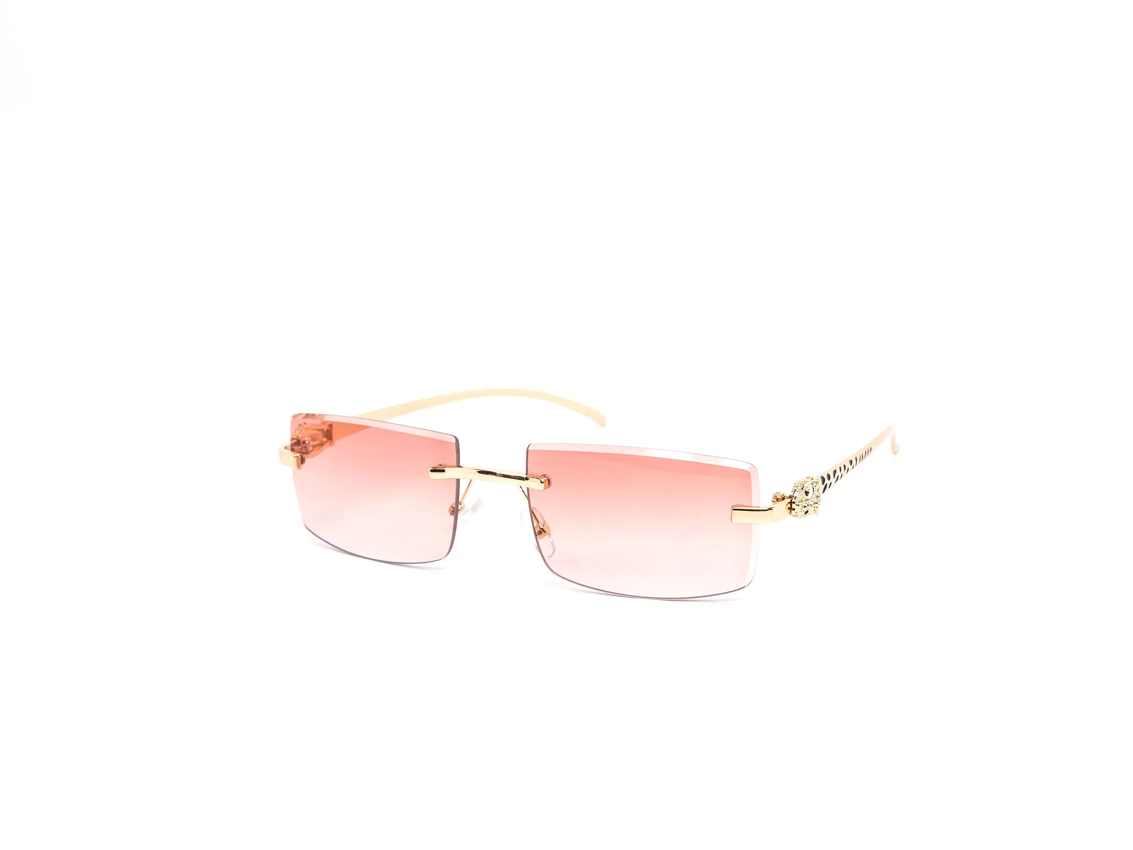 12 Pack: Jaguar-Inspired Feline Rimless Color Gradient Wholesale Sunglasses