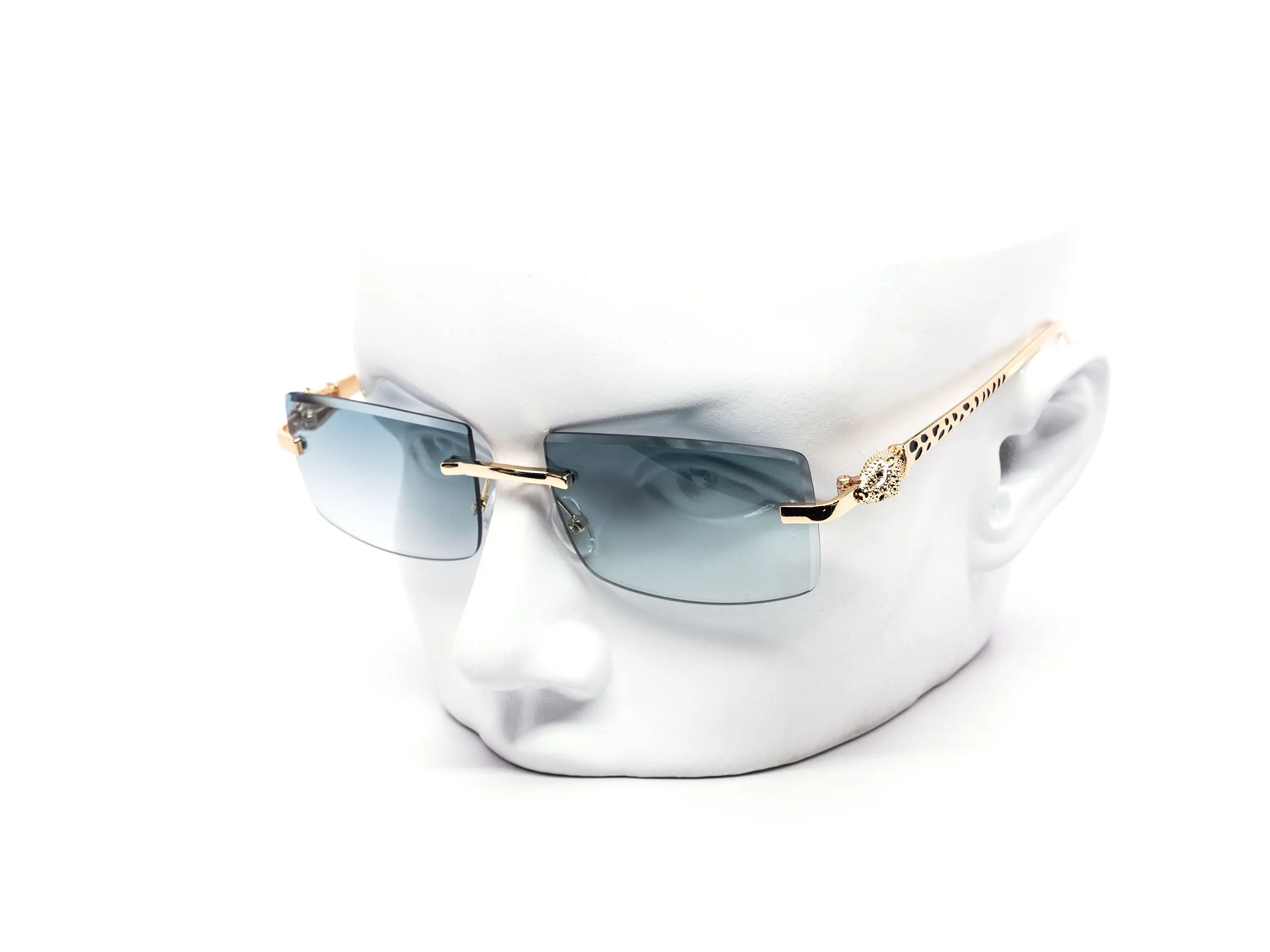 12 Pack: Jaguar-Inspired Feline Rimless Color Gradient Wholesale Sunglasses