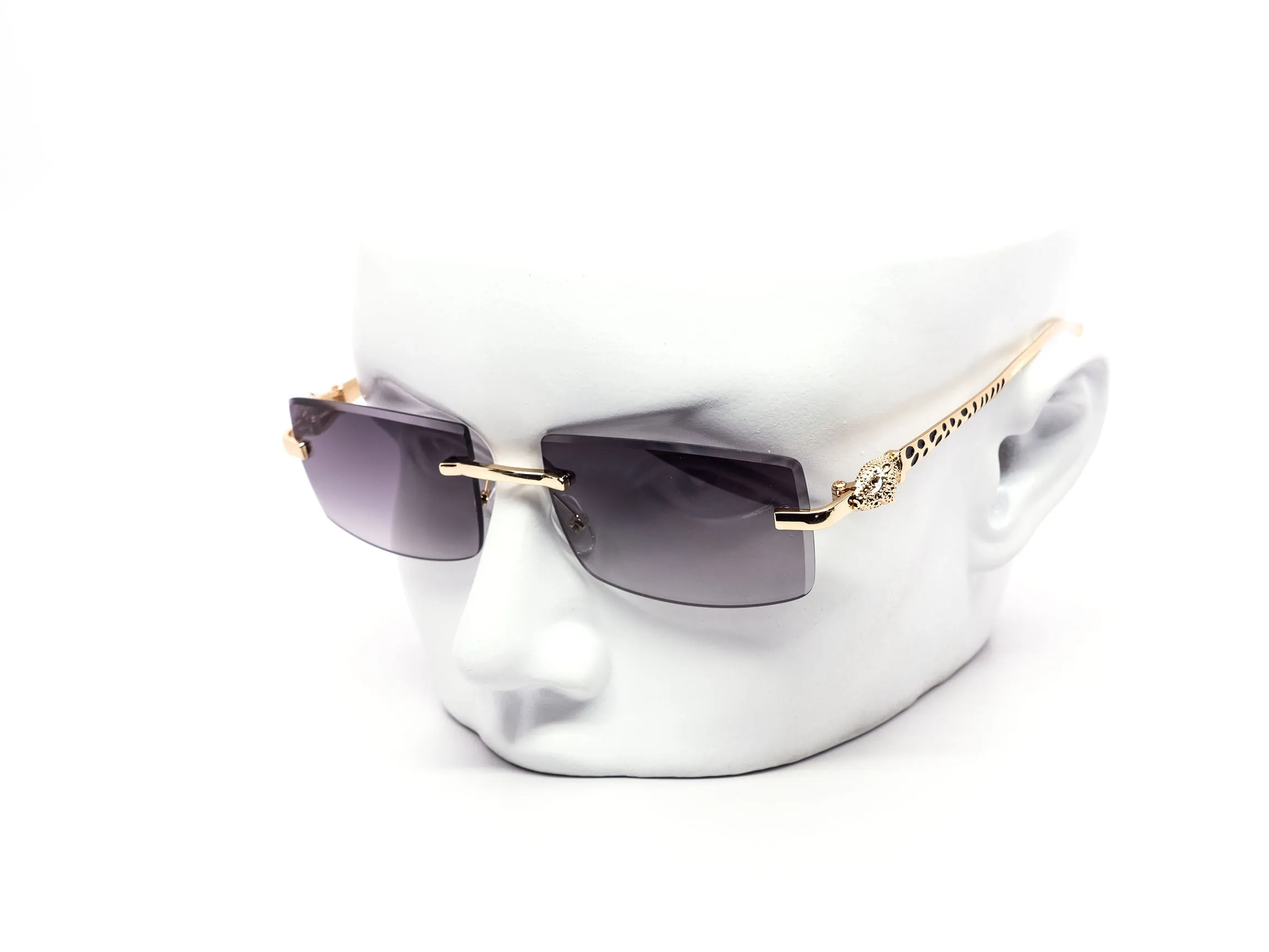12 Pack: Jaguar-Inspired Feline Rimless Color Gradient Wholesale Sunglasses