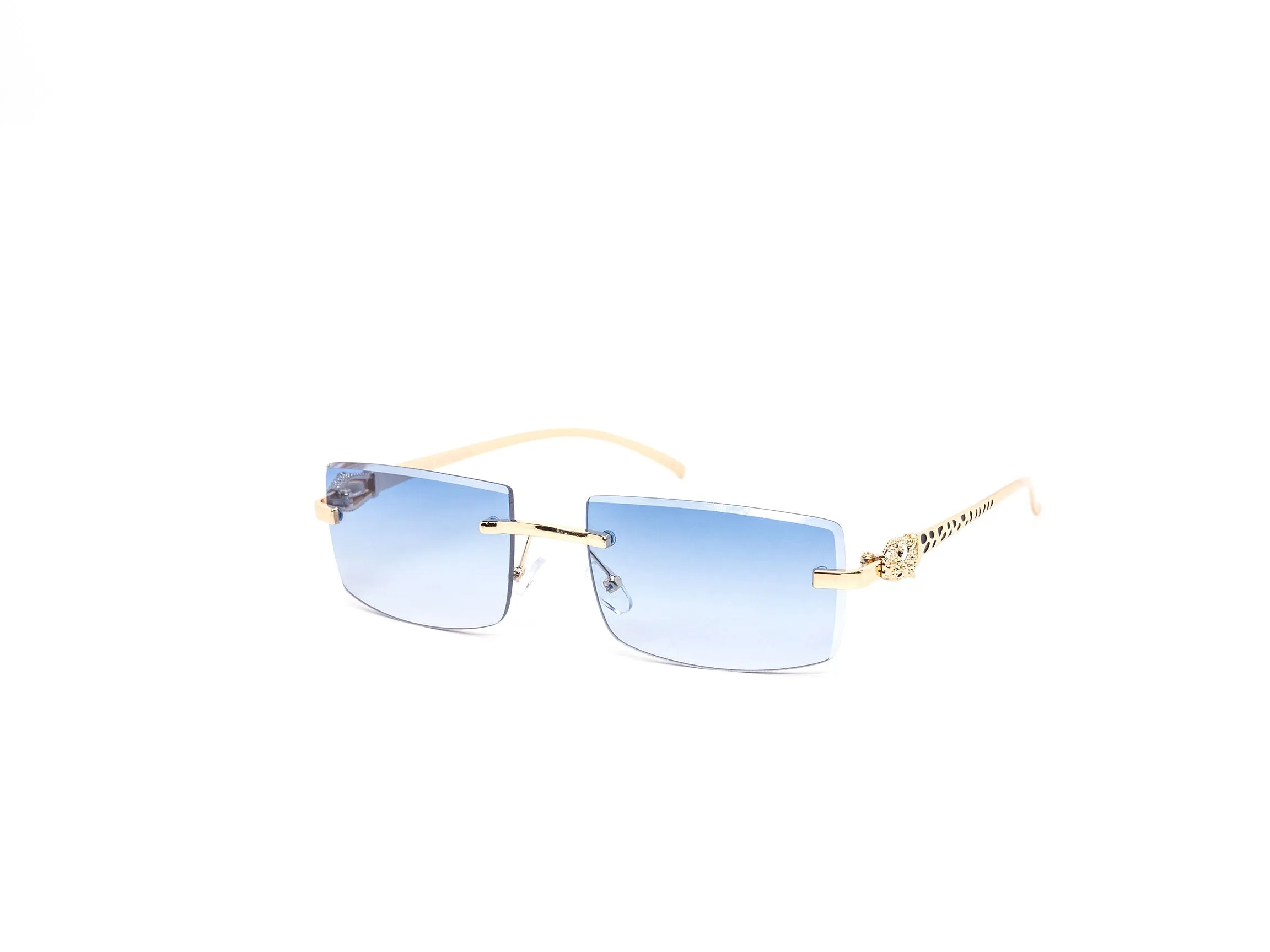 12 Pack: Jaguar-Inspired Feline Rimless Color Gradient Wholesale Sunglasses