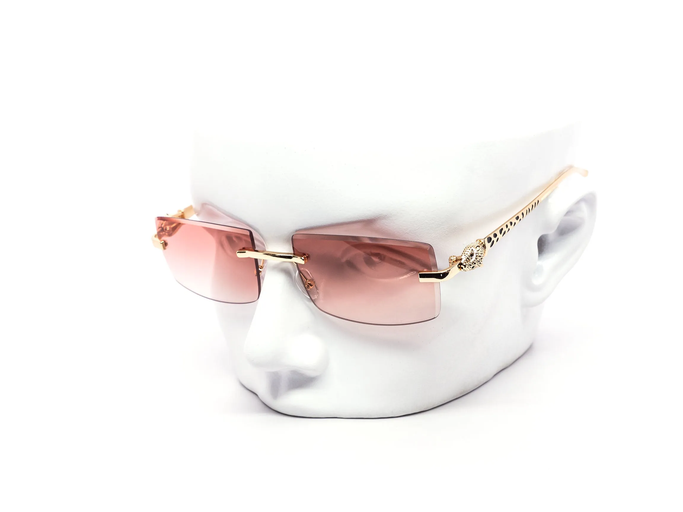 12 Pack: Jaguar-Inspired Feline Rimless Color Gradient Wholesale Sunglasses