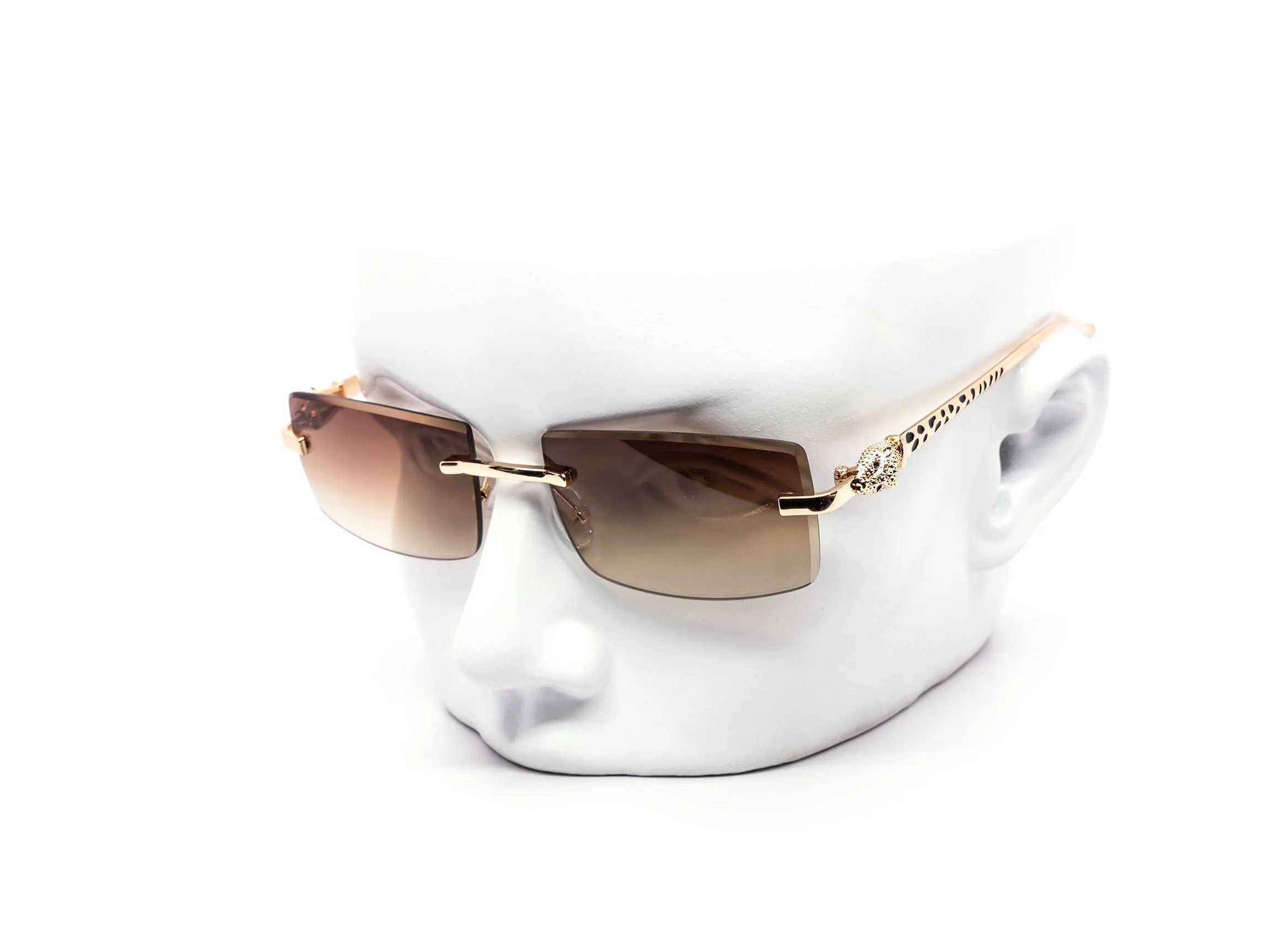 12 Pack: Jaguar-Inspired Feline Rimless Color Gradient Wholesale Sunglasses