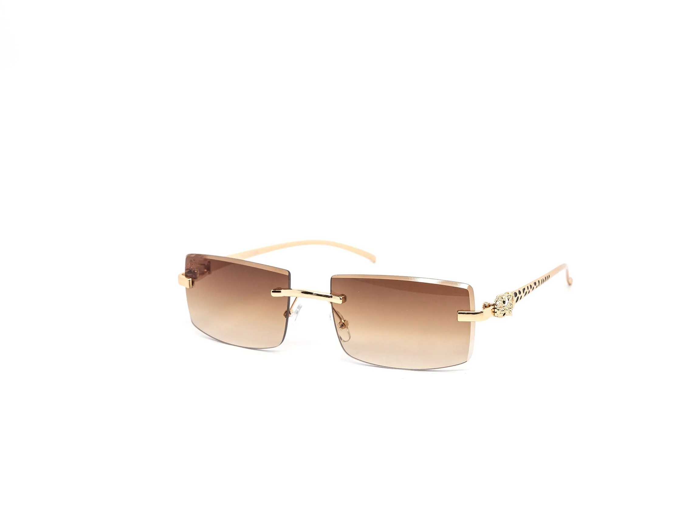 12 Pack: Jaguar-Inspired Feline Rimless Color Gradient Wholesale Sunglasses