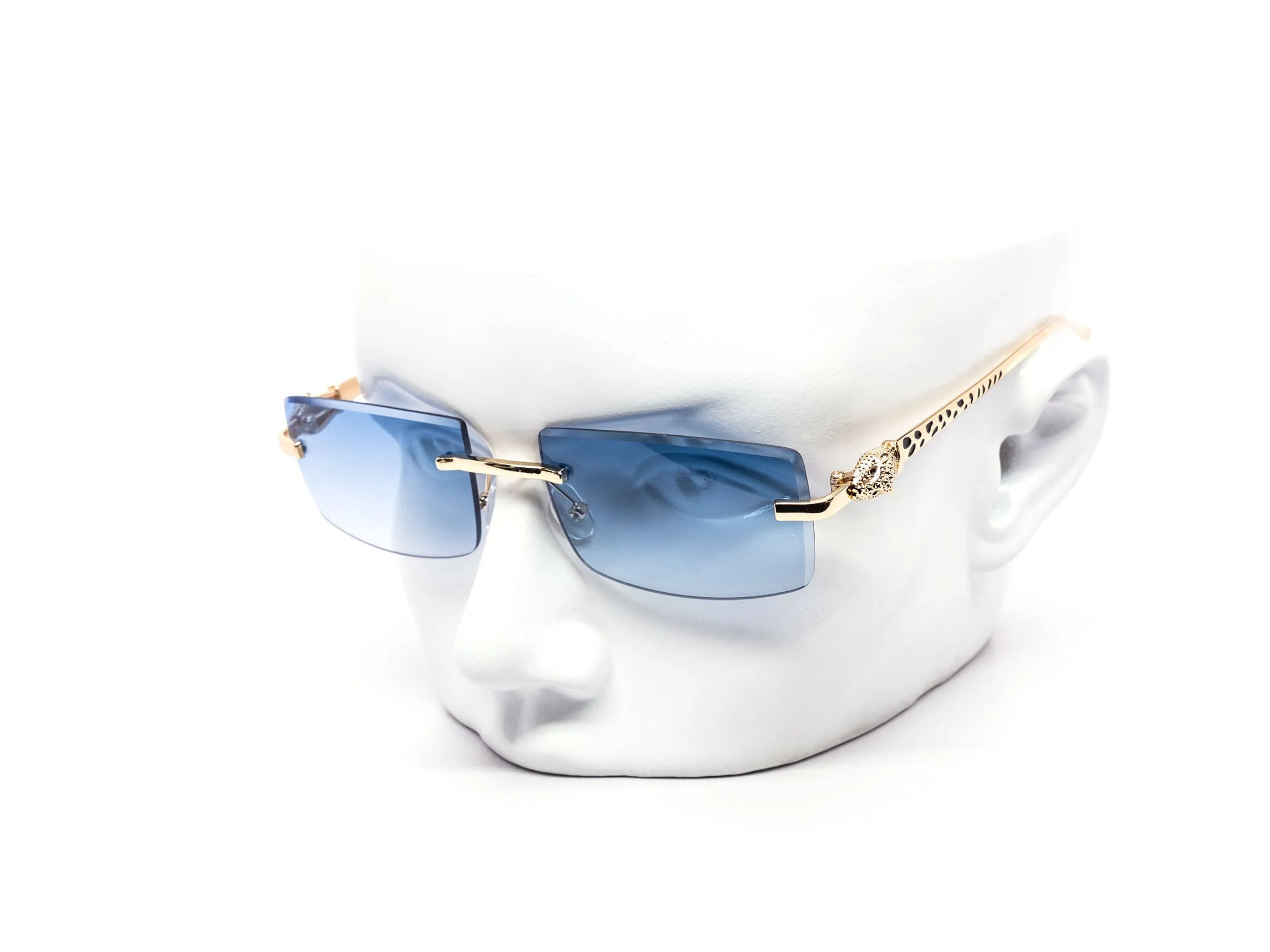 12 Pack: Jaguar-Inspired Feline Rimless Color Gradient Wholesale Sunglasses