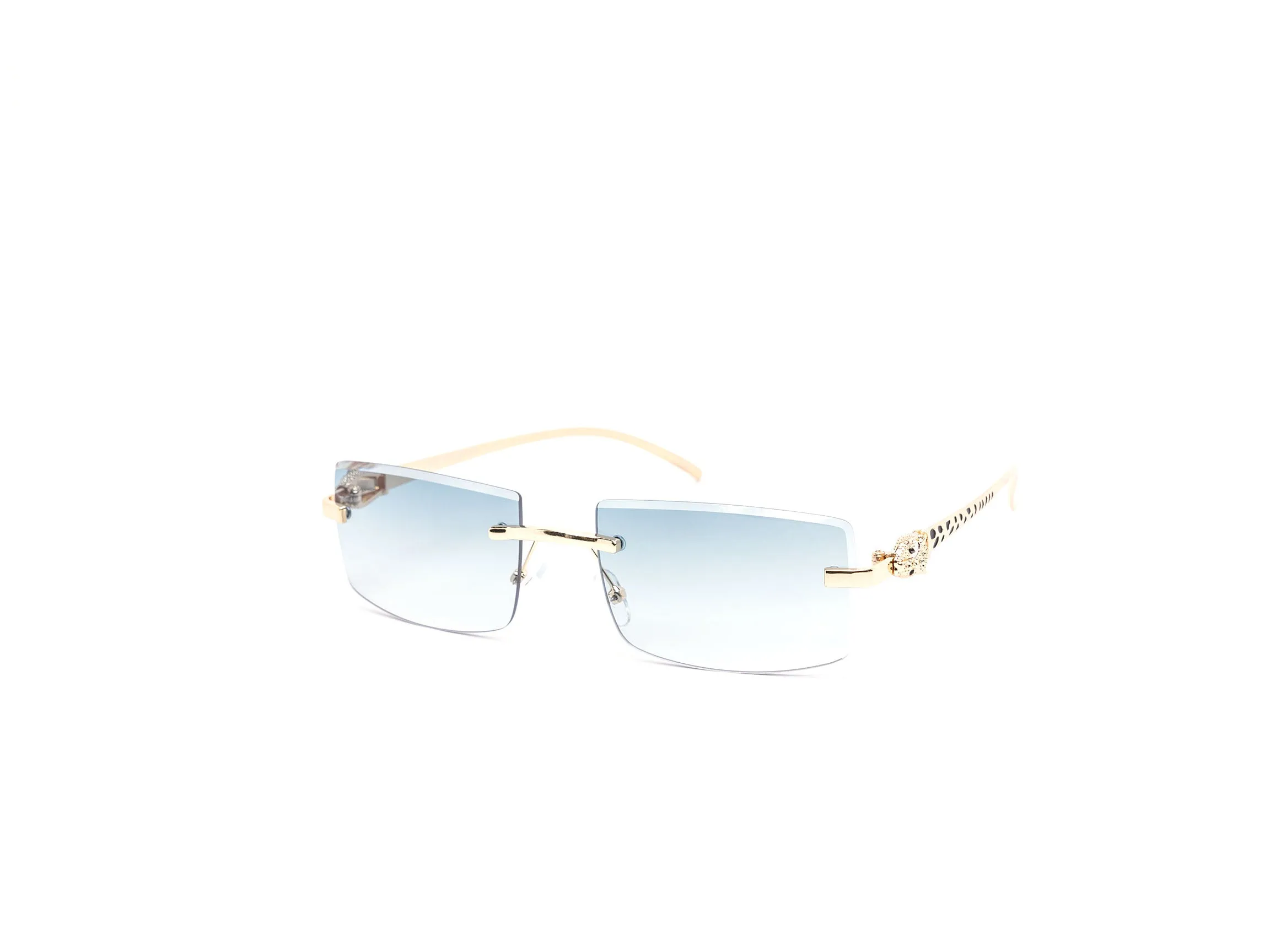 12 Pack: Jaguar-Inspired Feline Rimless Color Gradient Wholesale Sunglasses