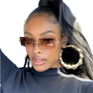1/2pcs Fashion Rimless Sunglasses Woman Gradient Frameless Shades