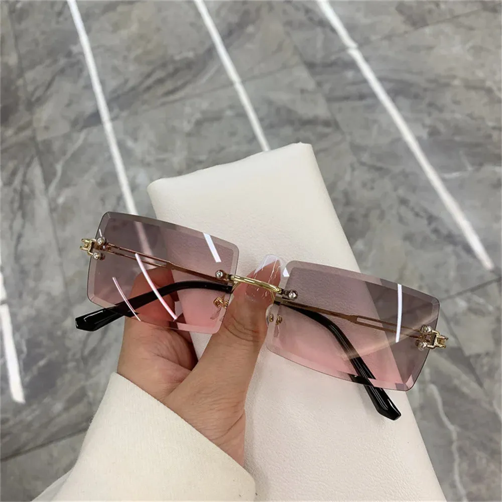 1/2pcs Fashion Rimless Sunglasses Woman Gradient Frameless Shades