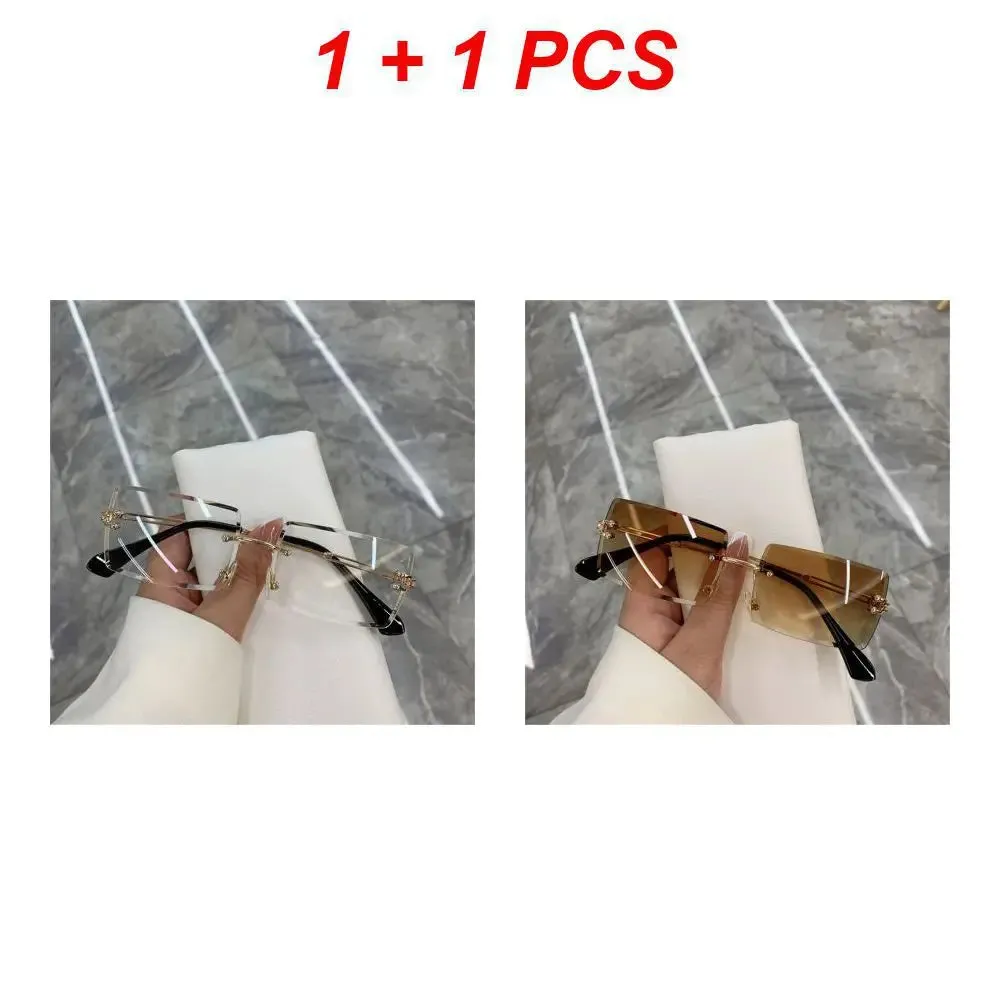 1/2pcs Fashion Rimless Sunglasses Woman Gradient Frameless Shades