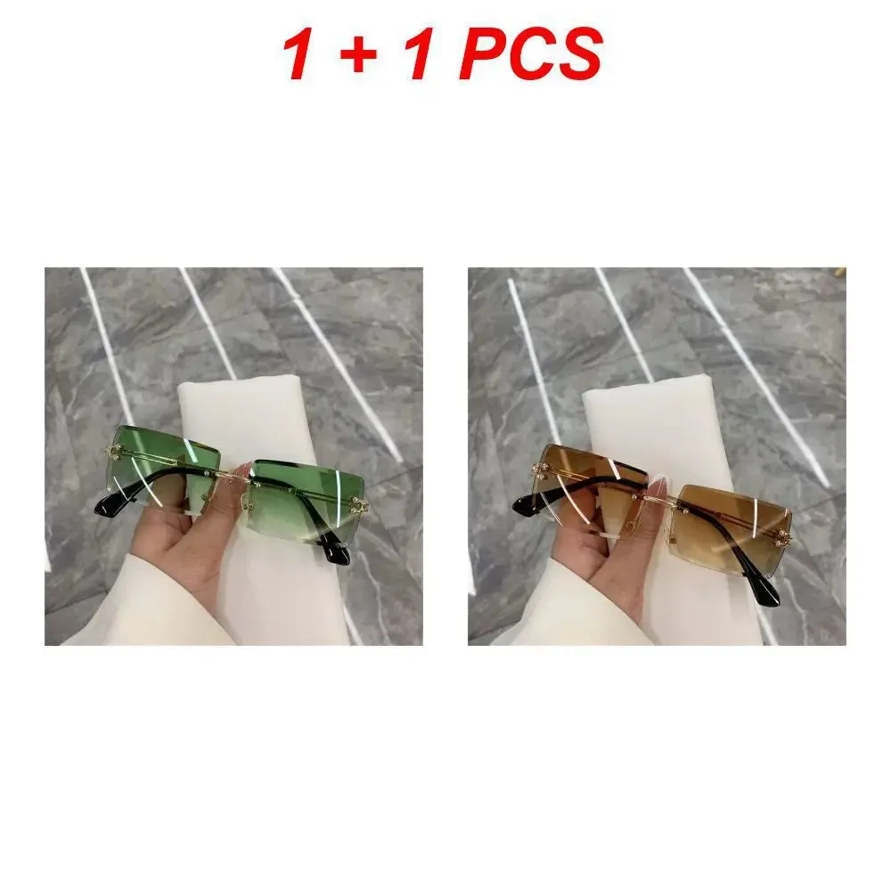 1/2pcs Fashion Rimless Sunglasses Woman Gradient Frameless Shades