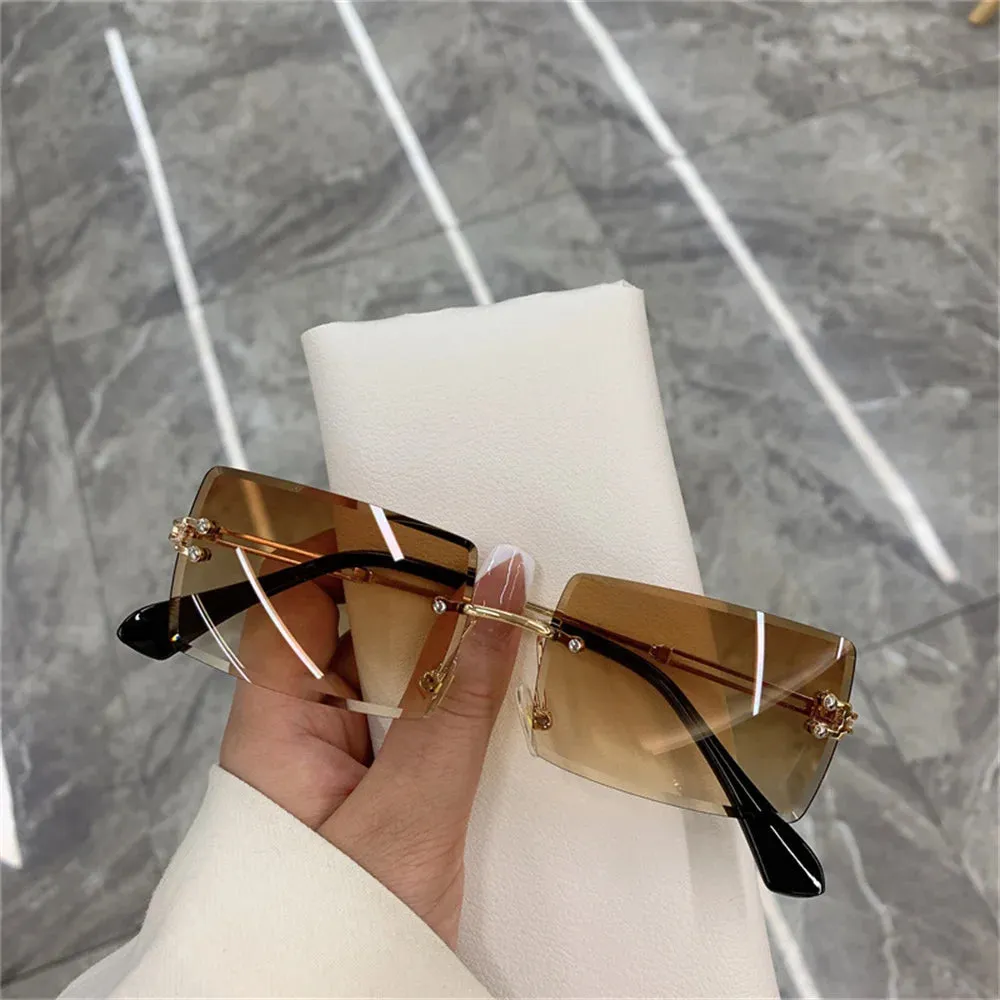 1/2pcs Fashion Rimless Sunglasses Woman Gradient Frameless Shades