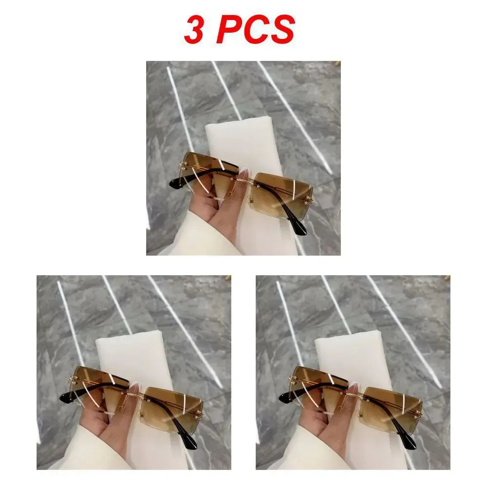 1/2pcs Fashion Rimless Sunglasses Woman Gradient Frameless Shades