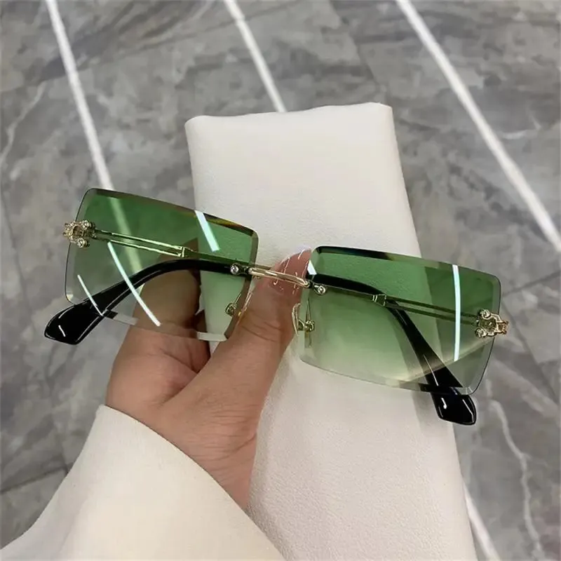 1/2pcs Fashion Rimless Sunglasses Woman Gradient Frameless Shades