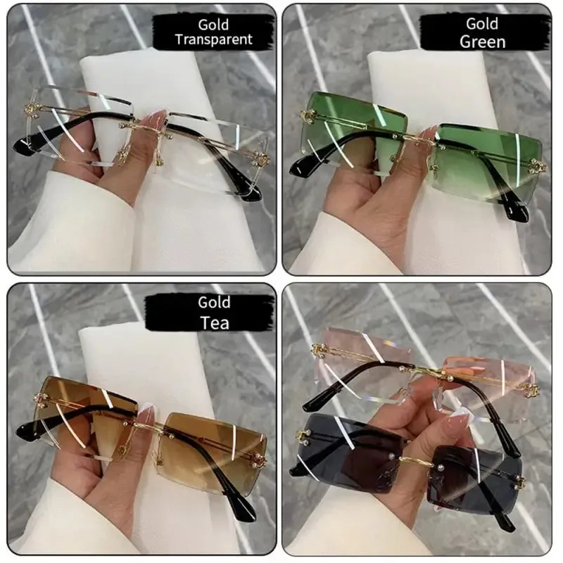 1/2pcs Fashion Rimless Sunglasses Woman Gradient Frameless Shades