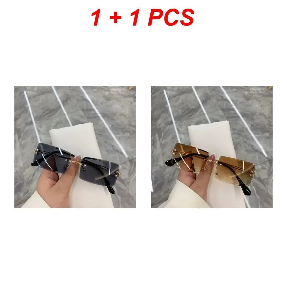 1/2pcs Fashion Rimless Sunglasses Woman Gradient Frameless Shades
