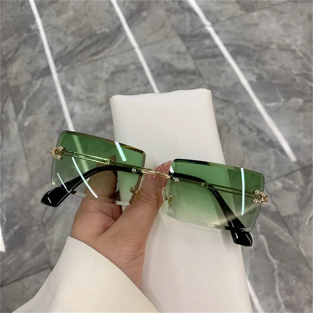 1/2pcs Fashion Rimless Sunglasses Woman Gradient Frameless Shades