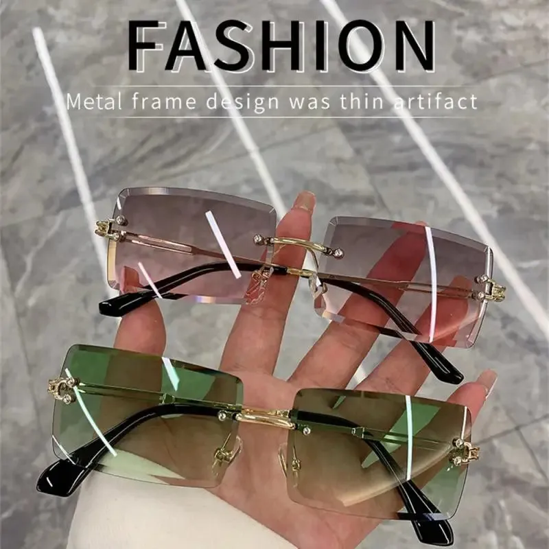 1/2pcs Fashion Rimless Sunglasses Woman Gradient Frameless Shades