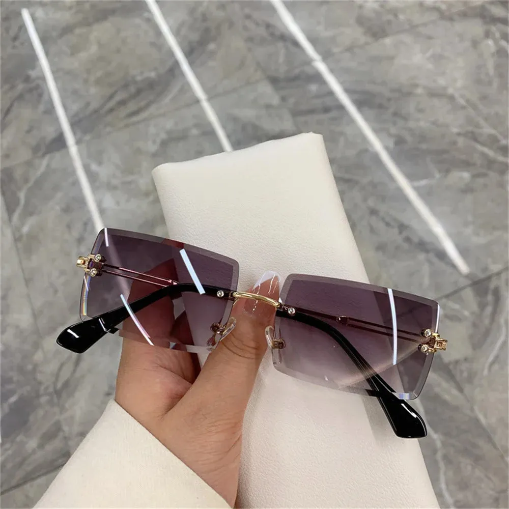 1/2pcs Fashion Rimless Sunglasses Woman Gradient Frameless Shades