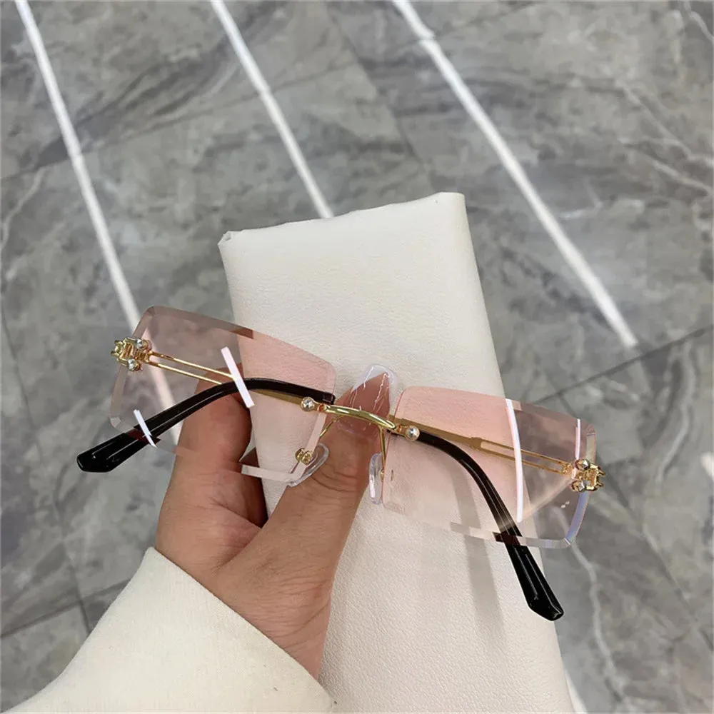 1/2pcs Fashion Rimless Sunglasses Woman Gradient Frameless Shades