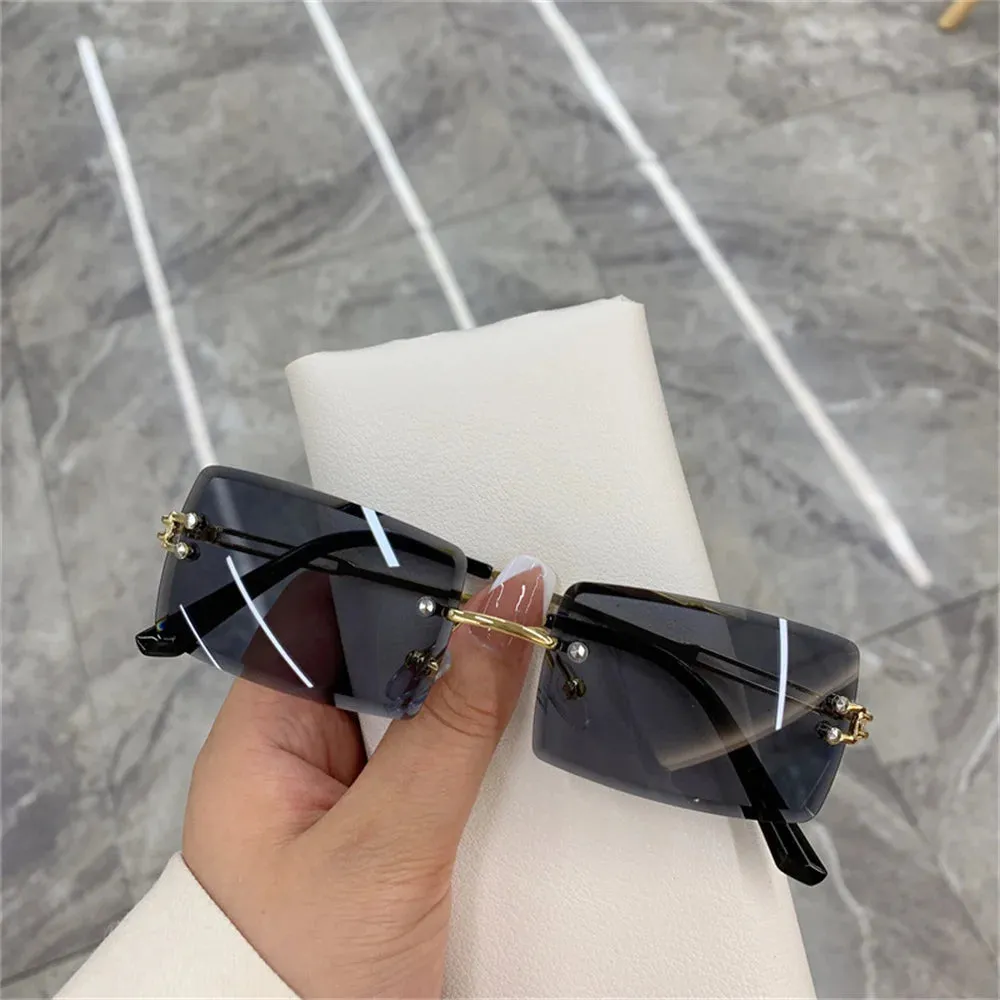 1/2pcs Fashion Rimless Sunglasses Woman Gradient Frameless Shades
