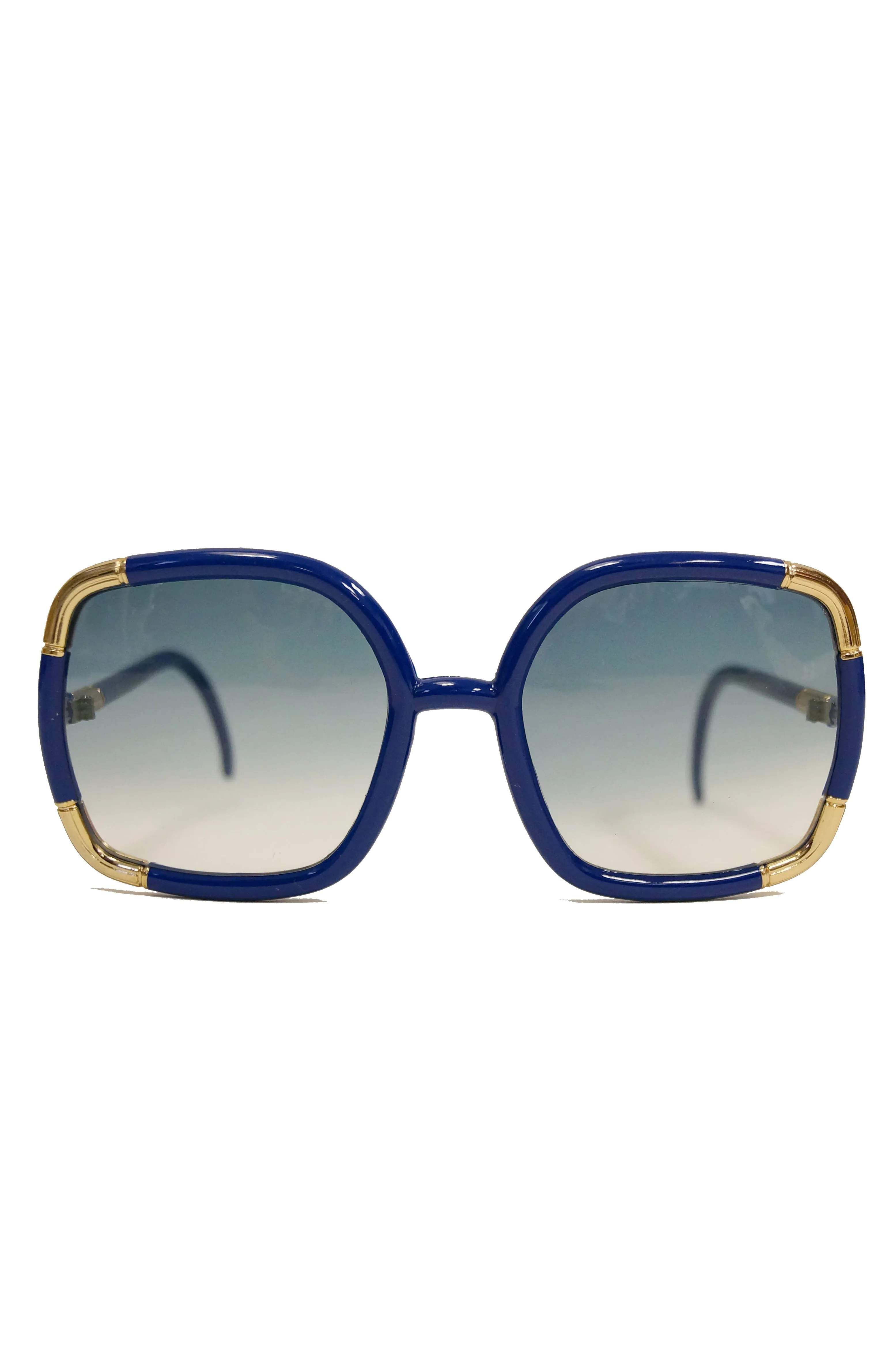 1970s Ted Lapidus Sunglasses Framed in Rare Royal Blue and Gold