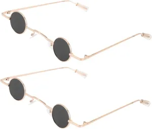 2 Pairs Retro Round Sunglasses for Women Men Polarized Sunglasses for Cycling Vacation