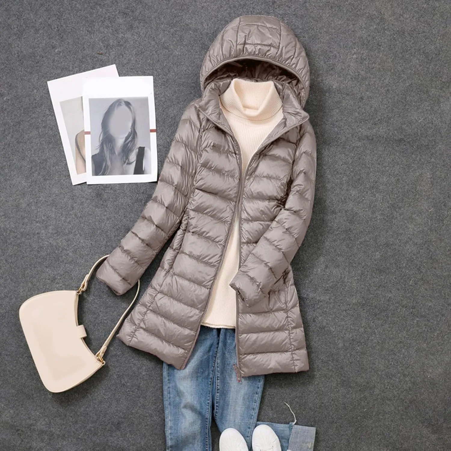 2024 Women Warm Lightweight Hoodless Windproof Winter Coat With Recycled Insulation Winter Slim Fashion Winter