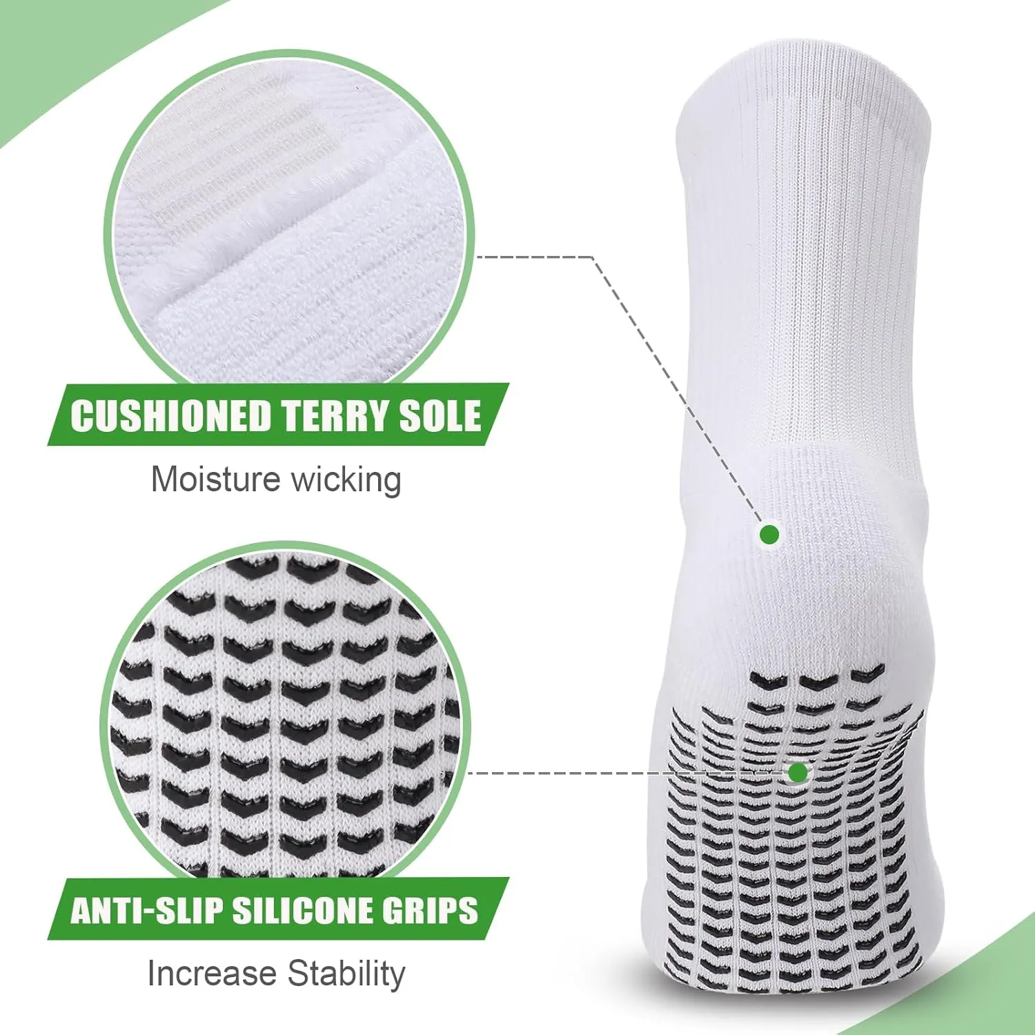 2/4 Pairs Mens Soccer Socks with Grips Cushioned Anti Slip Football Basketball Sports Socks