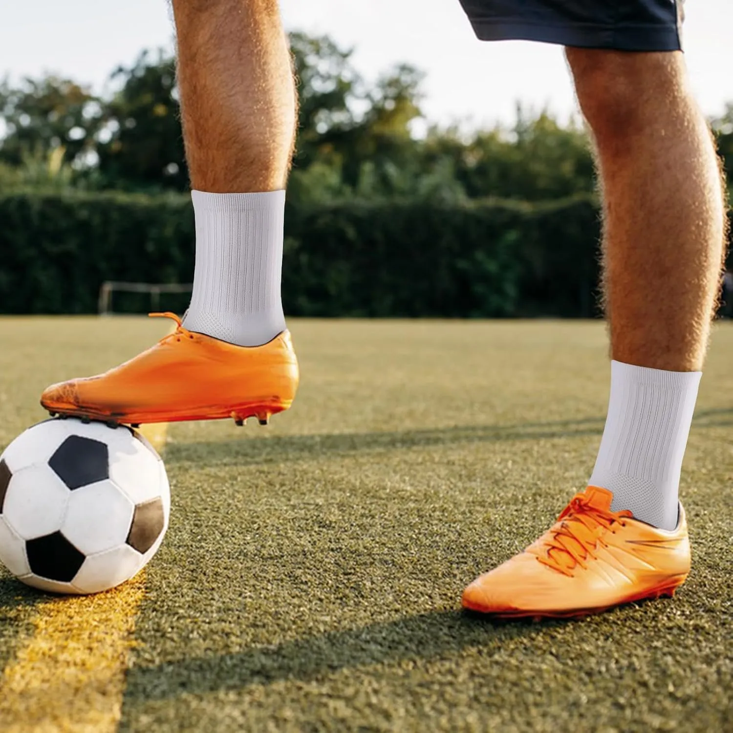 2/4 Pairs Mens Soccer Socks with Grips Cushioned Anti Slip Football Basketball Sports Socks