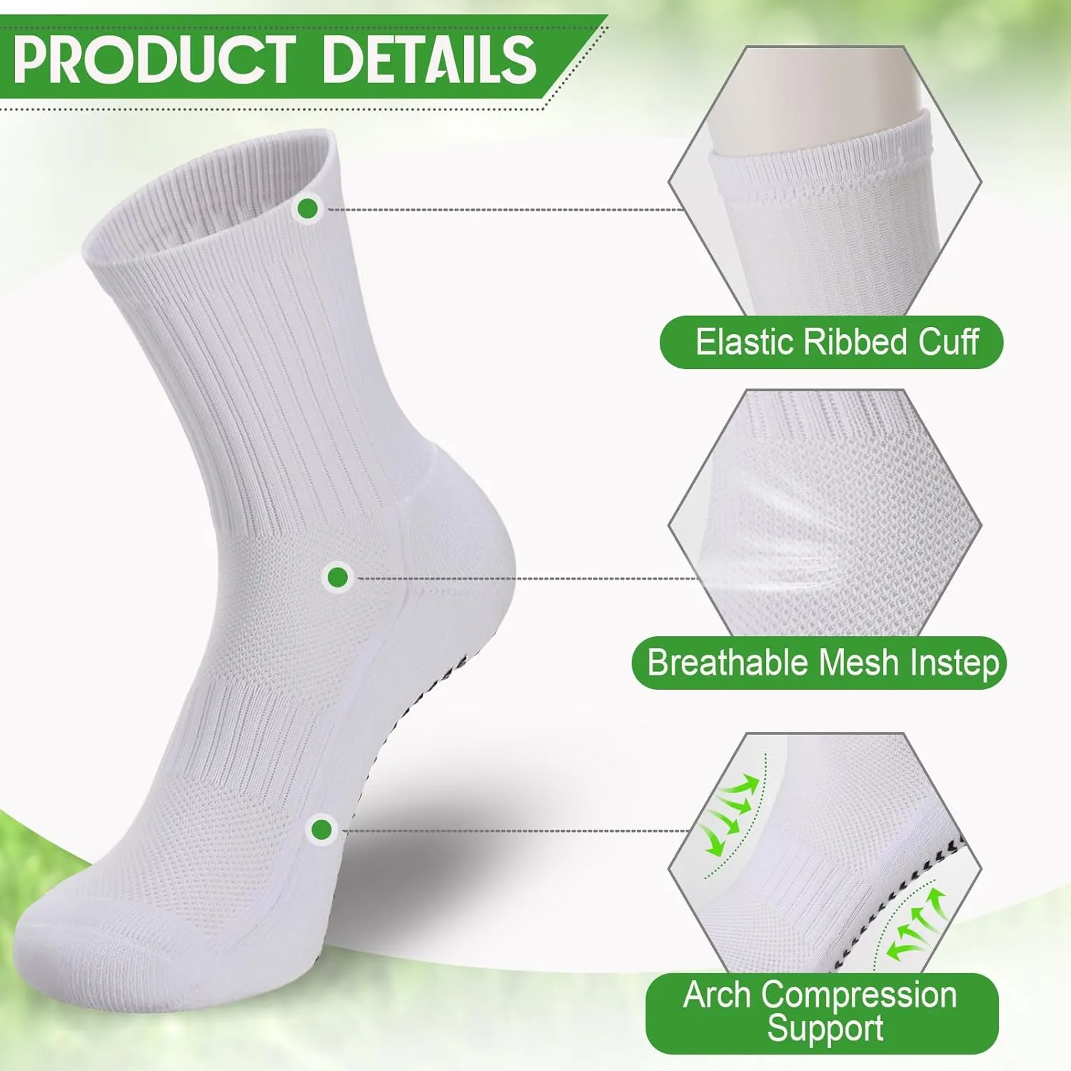 2/4 Pairs Mens Soccer Socks with Grips Cushioned Anti Slip Football Basketball Sports Socks