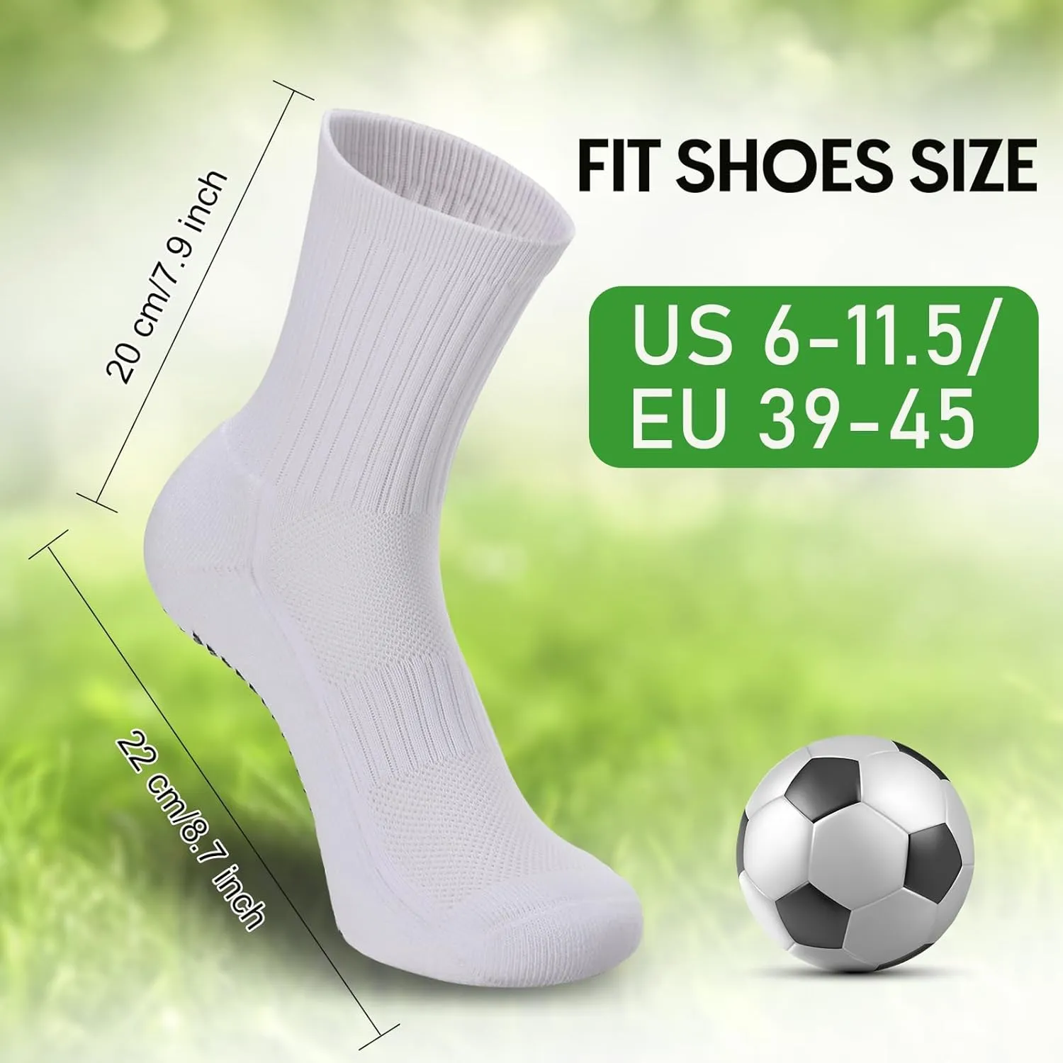 2/4 Pairs Mens Soccer Socks with Grips Cushioned Anti Slip Football Basketball Sports Socks