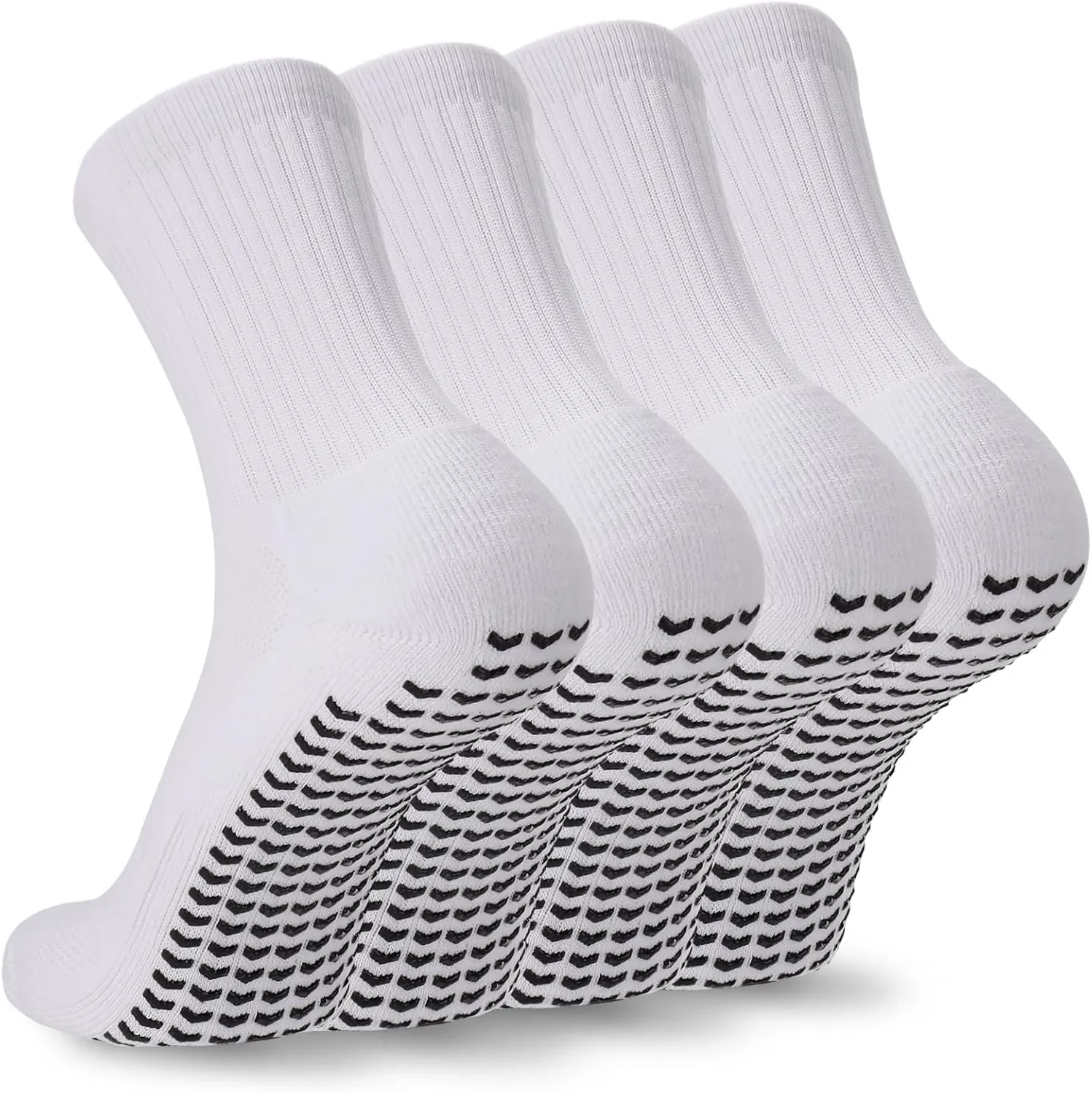 2/4 Pairs Mens Soccer Socks with Grips Cushioned Anti Slip Football Basketball Sports Socks