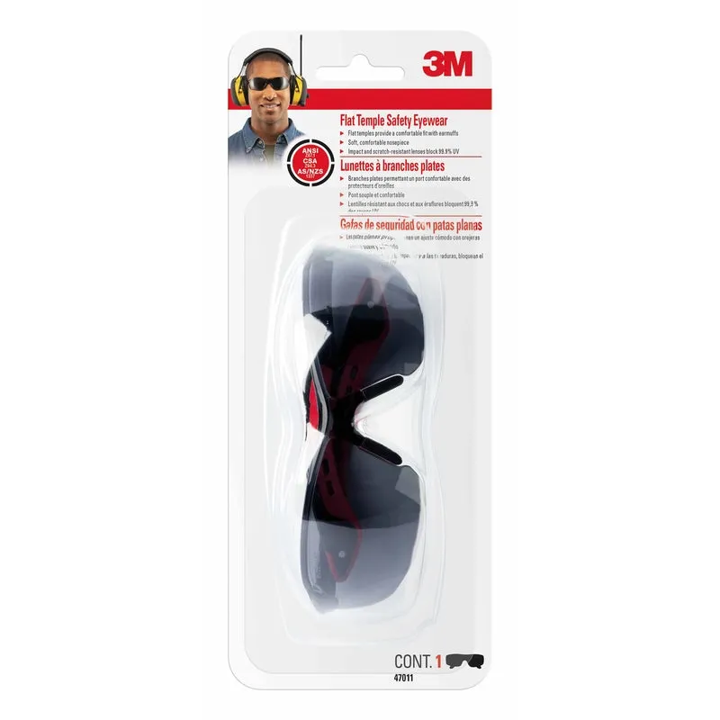 3M Safety Glasses Gray Lens Black/Gray Frame 1 pc