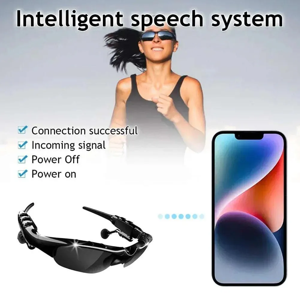 5.0 Smart Bluetooth Audio Glasses - Polarized Sunglasses with Stereo Surround Sound Headphones for Outdoor Sports & Music Calls