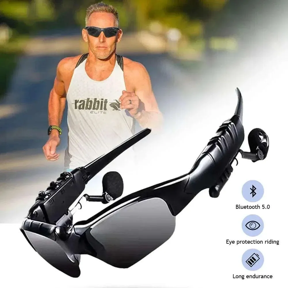5.0 Smart Bluetooth Audio Glasses - Polarized Sunglasses with Stereo Surround Sound Headphones for Outdoor Sports & Music Calls