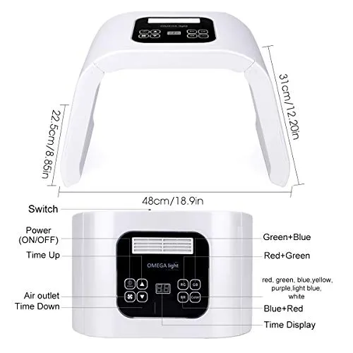 7 Color LED Facial Mask, Yofuly Portable Photon Anti-aging Skin Rejuvenation Treatment Skin Toning Facial Skin Care Mask Device for Home Salon Use
