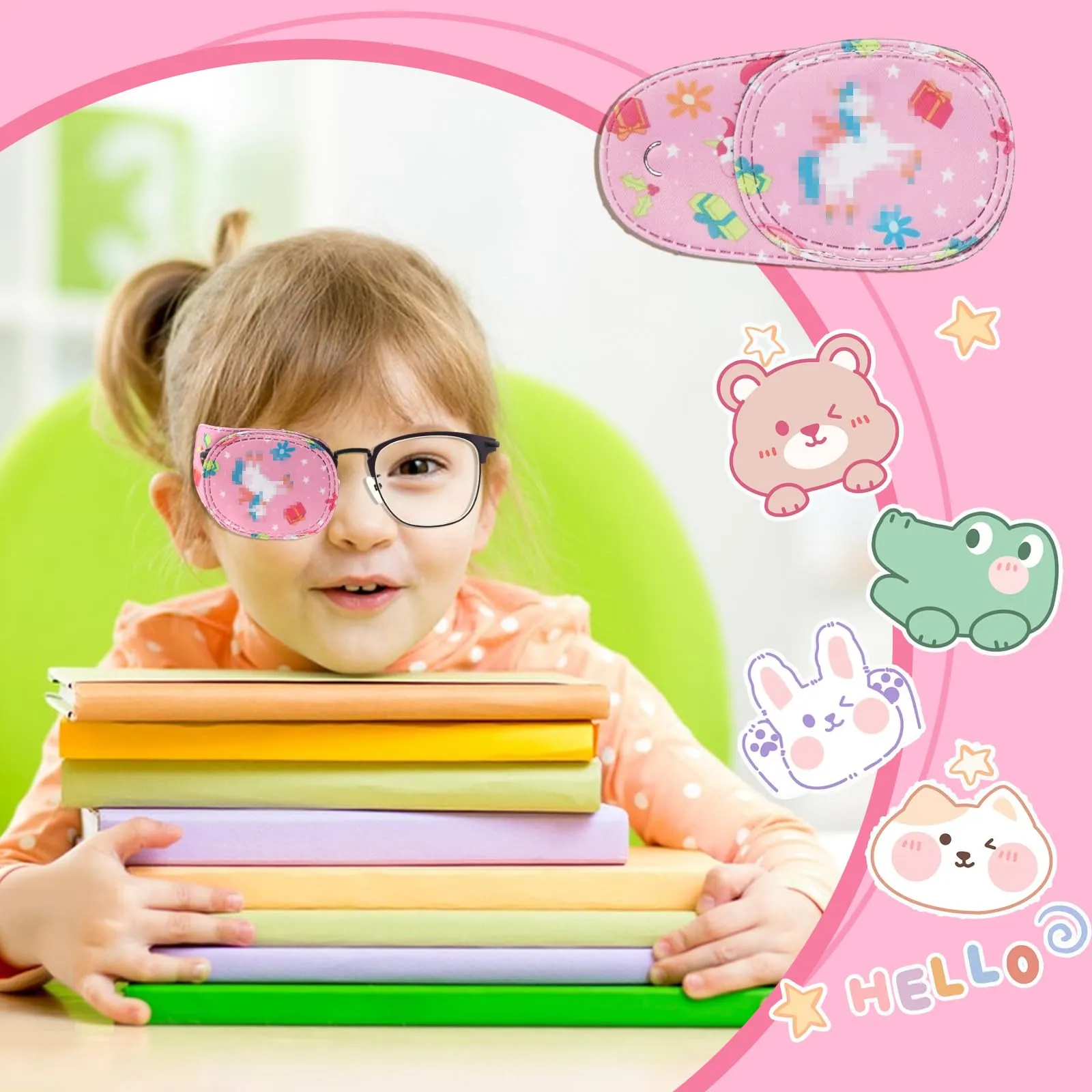 8 Pcs Eye Patches for Kids Colorful Kids Eye Patches Right & Left Eye Patch for Glasses for Kids Boys Girls Style B