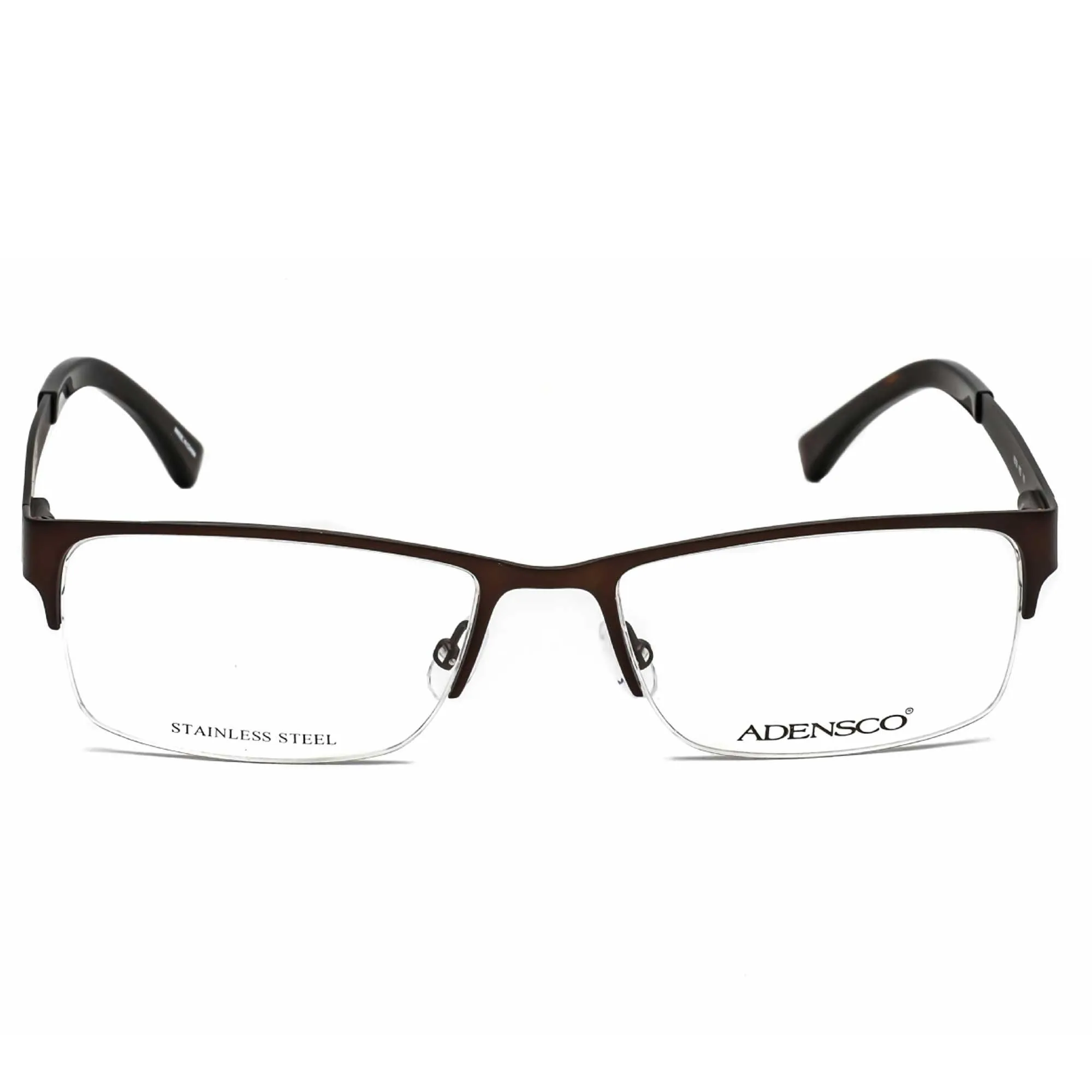 Adensco Men's Eyeglasses - Dark Brown Half Rim Rectangular Frame | AD 128 0R0Z 00