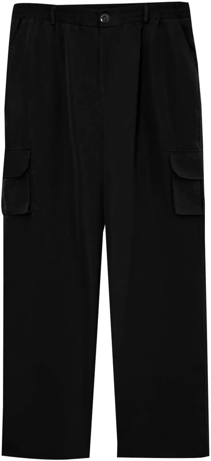 ADHOWBEW Tactical Pants Men Elastic Waist Pockets Relaxed Fit Work Construction Big and Tall Joggers