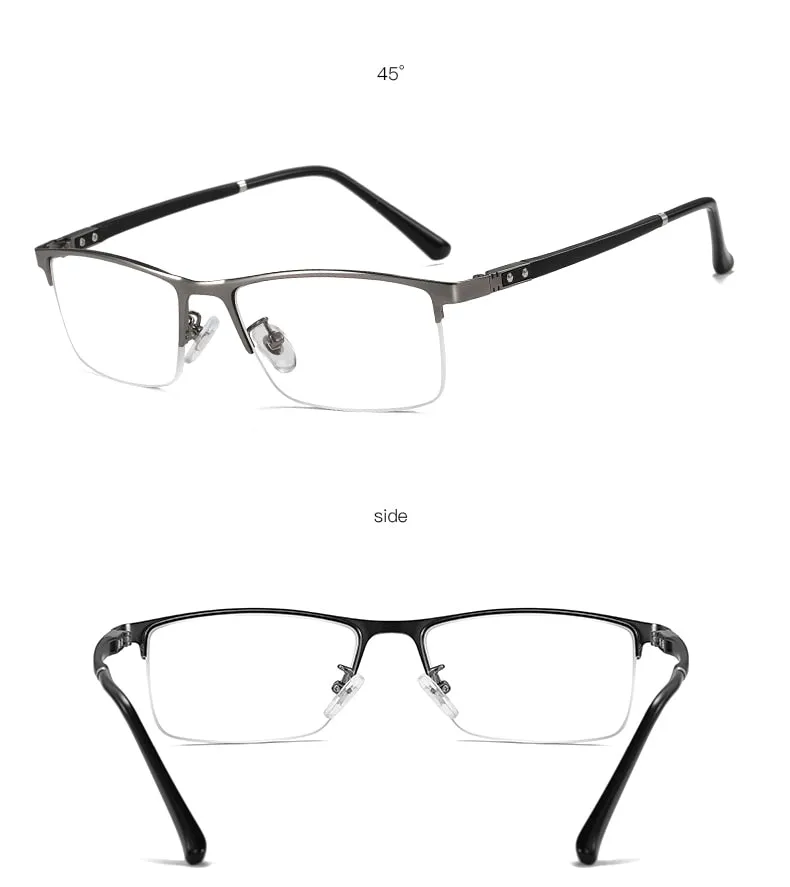 Aidien Men's Custom Lens Semi Rim Alloy Frame Eyeglasses AR5055