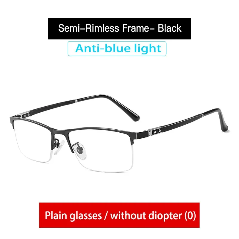 Aidien Men's Custom Lens Semi Rim Alloy Frame Eyeglasses AR5055