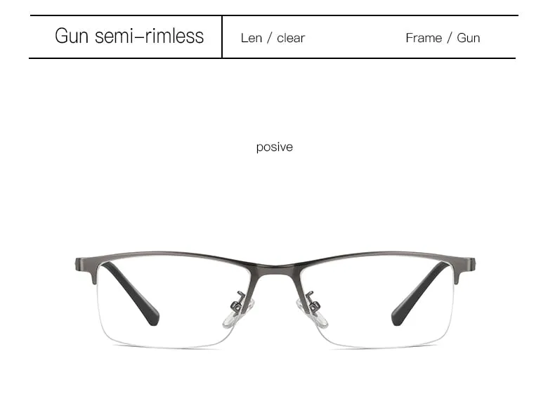 Aidien Men's Custom Lens Semi Rim Alloy Frame Eyeglasses AR5055