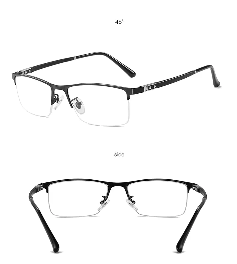 Aidien Men's Custom Lens Semi Rim Alloy Frame Eyeglasses AR5055