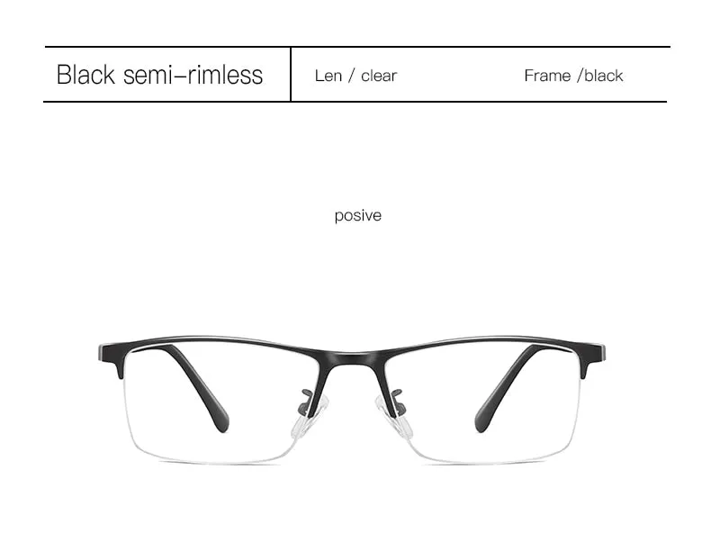 Aidien Men's Custom Lens Semi Rim Alloy Frame Eyeglasses AR5055