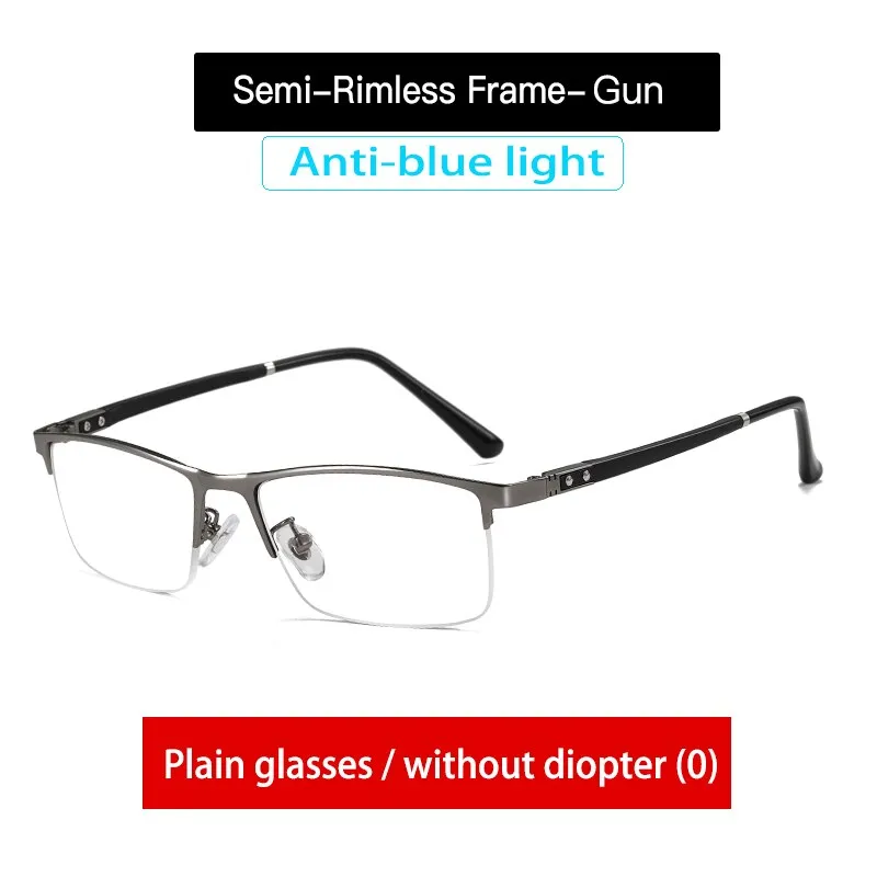Aidien Men's Custom Lens Semi Rim Alloy Frame Eyeglasses AR5055