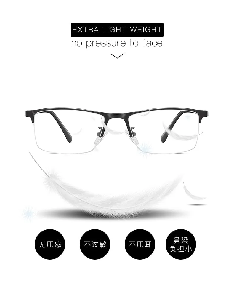 Aidien Men's Custom Lens Semi Rim Alloy Frame Eyeglasses AR5055