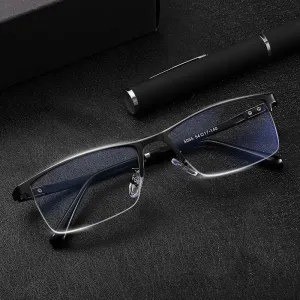 Aidien Men's Custom Lens Semi Rim Alloy Frame Eyeglasses AR5055