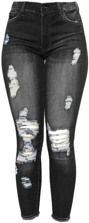 Andongnywell Cute Ripped Jeans for Women Distressed Skinny Slim fit Jeans Juniors and Plus Sizes